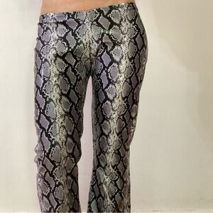 Sentimental New York by Sam Hourani Snake Print Wide Leg, Low Rise Pants
